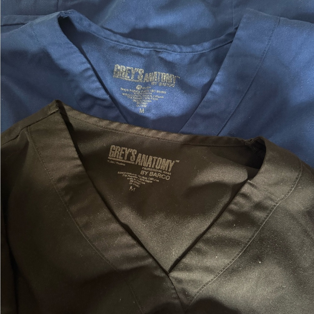 Grey's Anatomy V-Neck Scrub Tops in Black and Navy